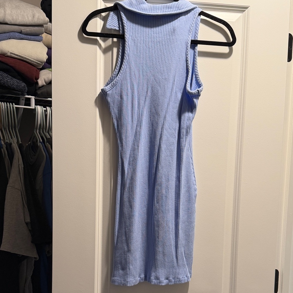 Wild Fable Light Blue Ribbed Collared Tank Dress - Picture 4 of 4